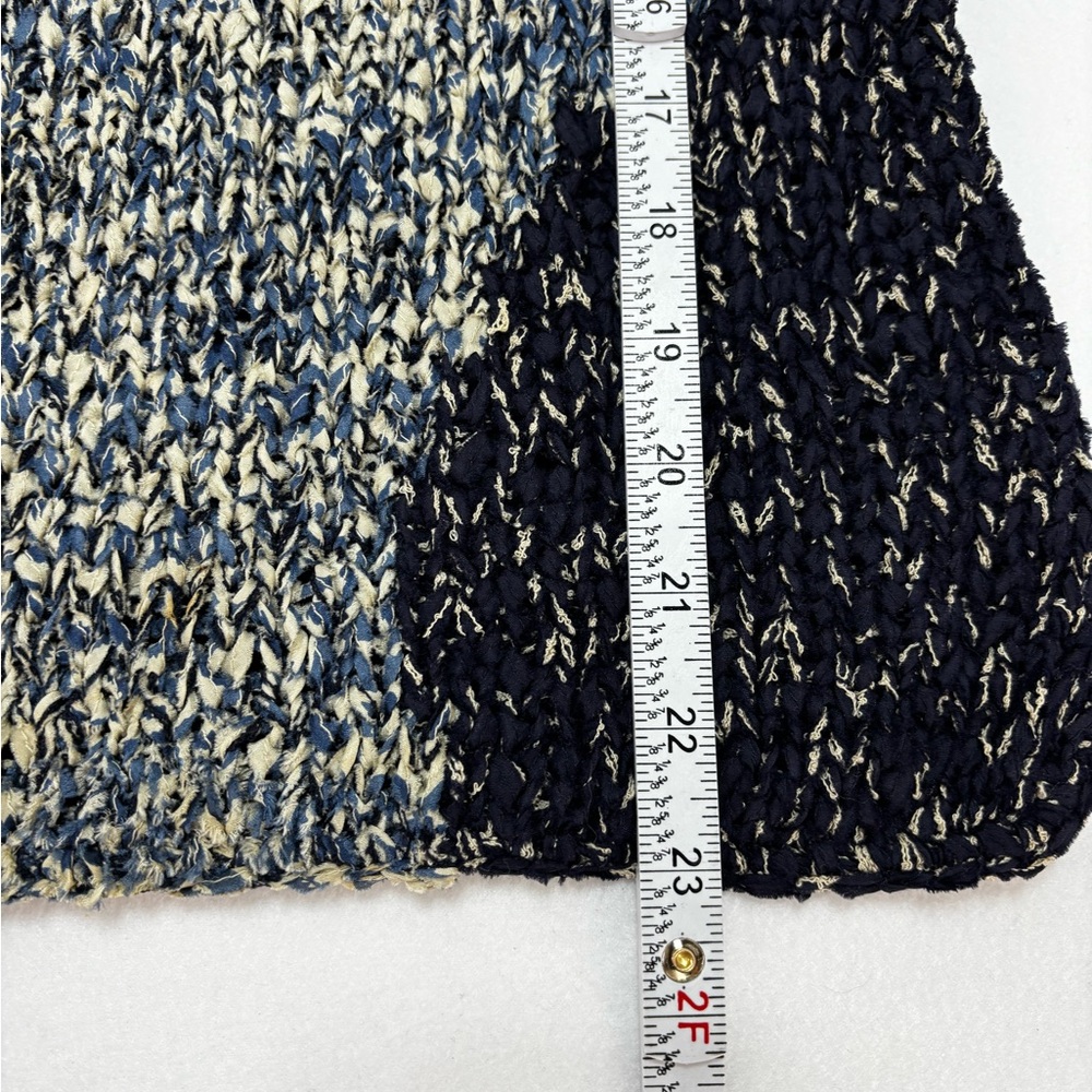 Sigrid Olsen Petite S Hand-Knit Textured Sweater Blue Cream Abstract‎ Cozy - Picture 5 of 8